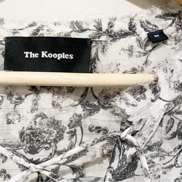 THE KOOPLES French Baroque Ruffled Floral-print Top In Black Size Medium - Picture 10 of 12